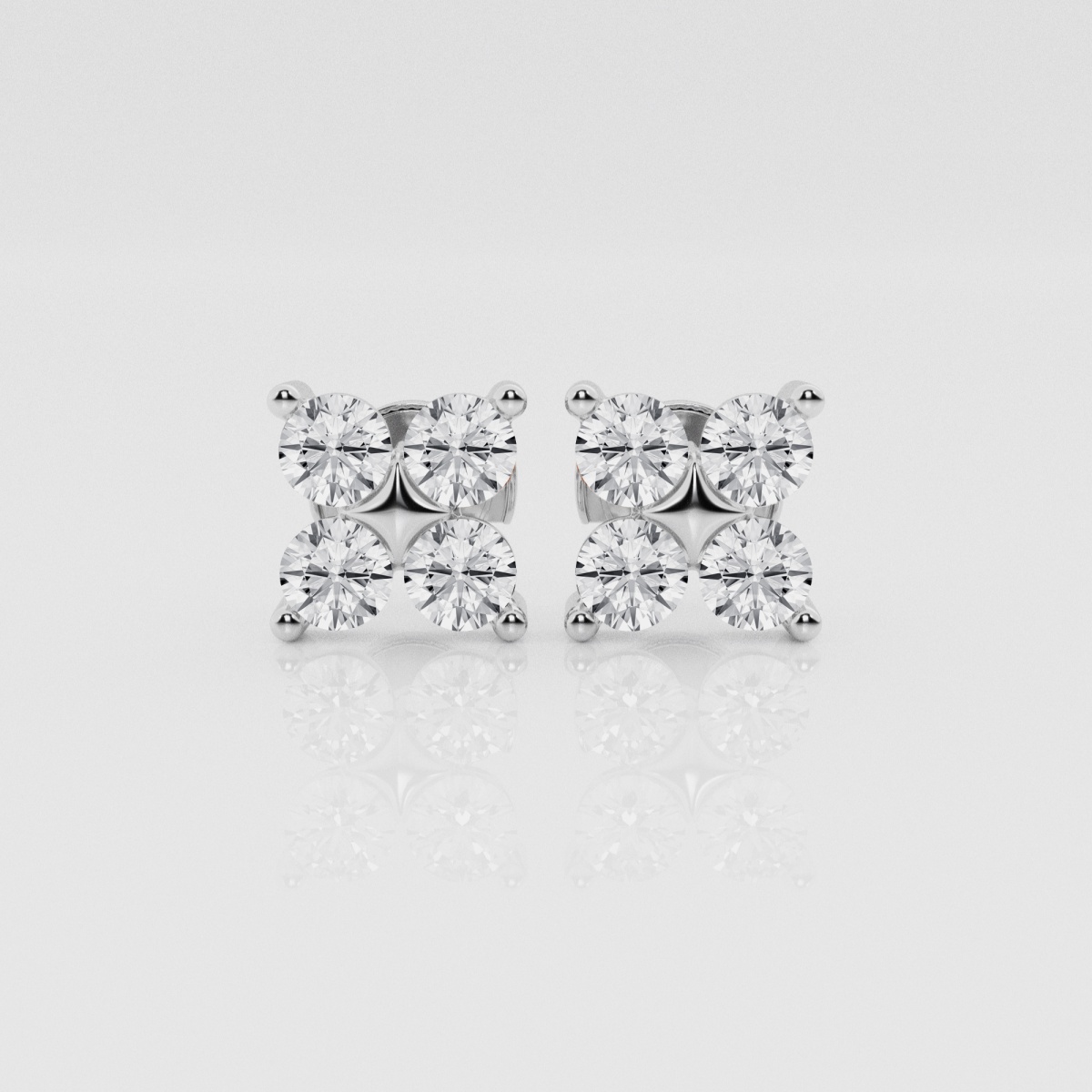 Natural Diamond | 1 1/2 ctw Round Four Dots Stud Earrings